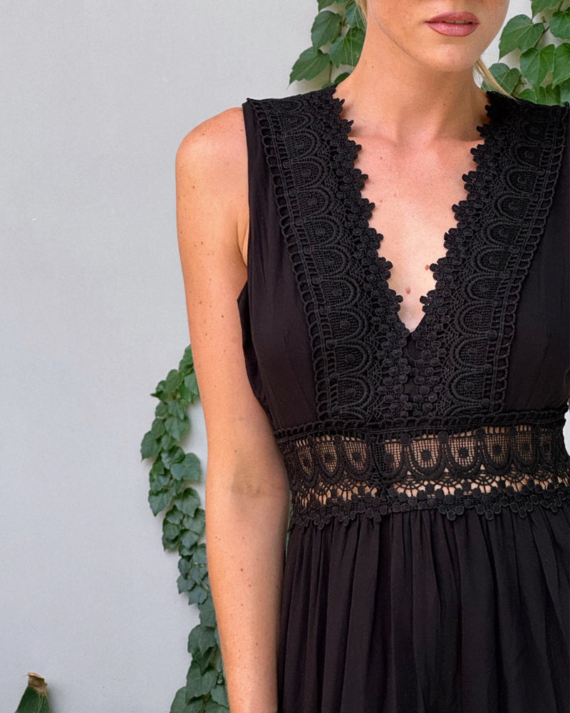 Lace Tank Dress with V-Neckline