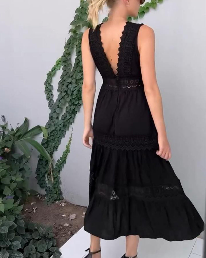 Lace Tank Dress with V-Neckline