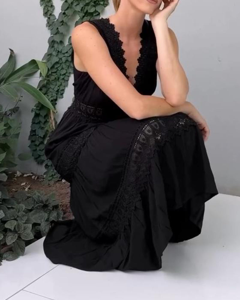 Lace Tank Dress with V-Neckline