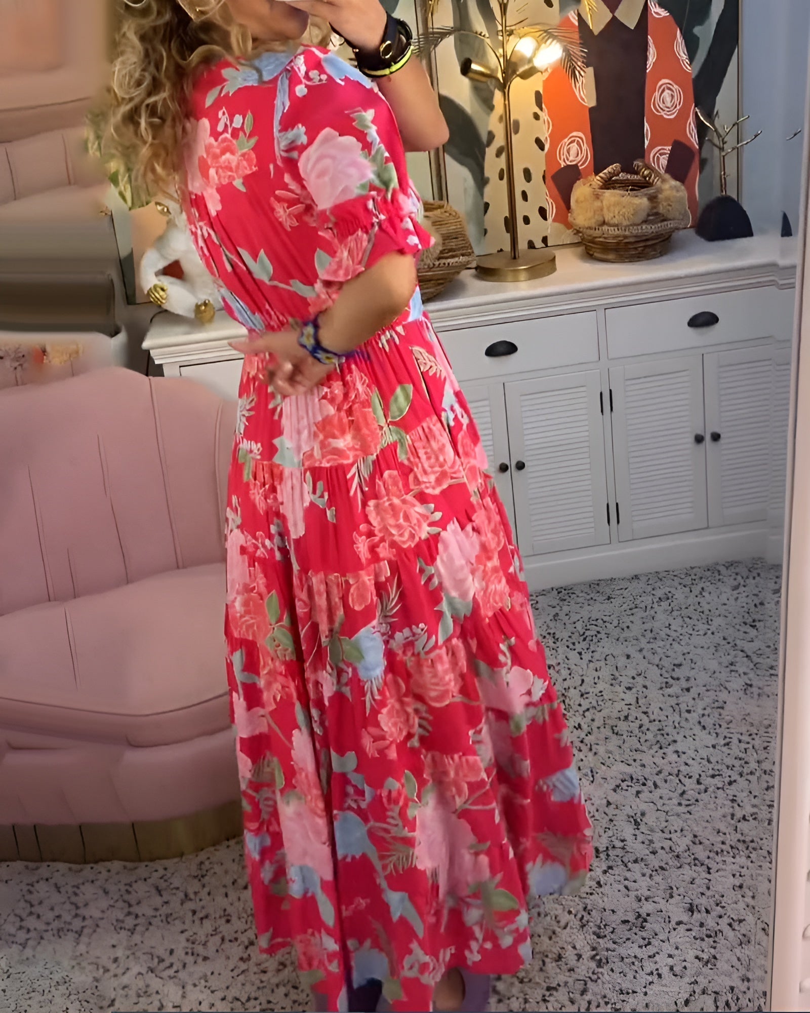 Carine | V-Neck Dress with Floral Print