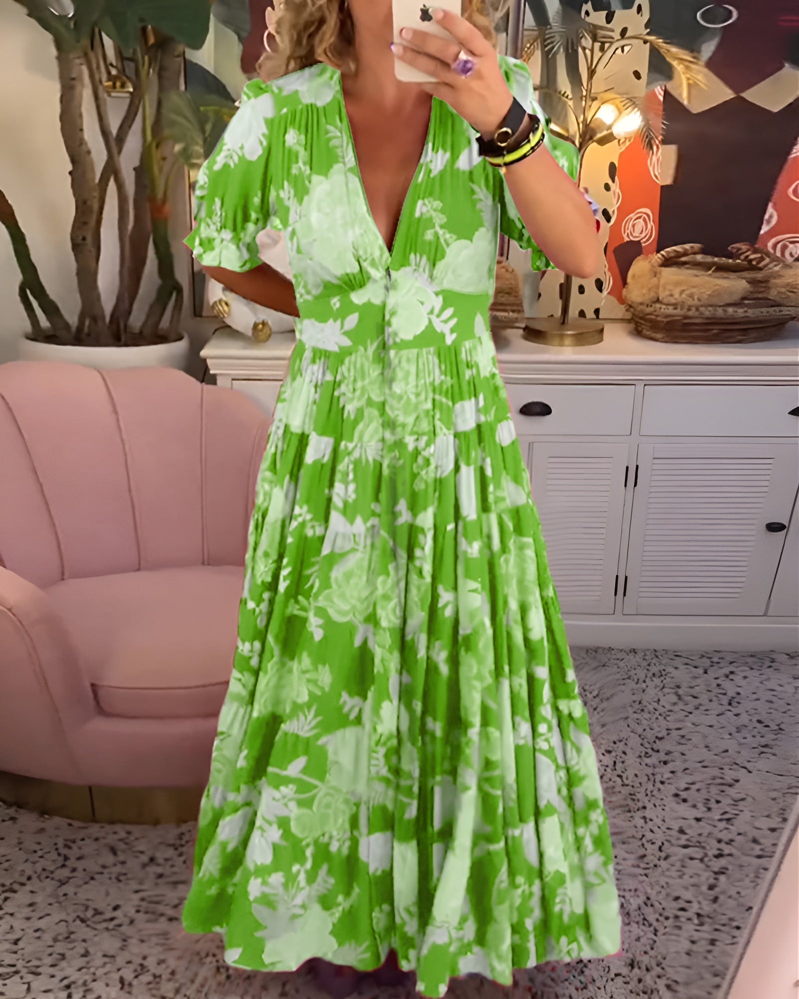 Carine | V-Neck Dress with Floral Print