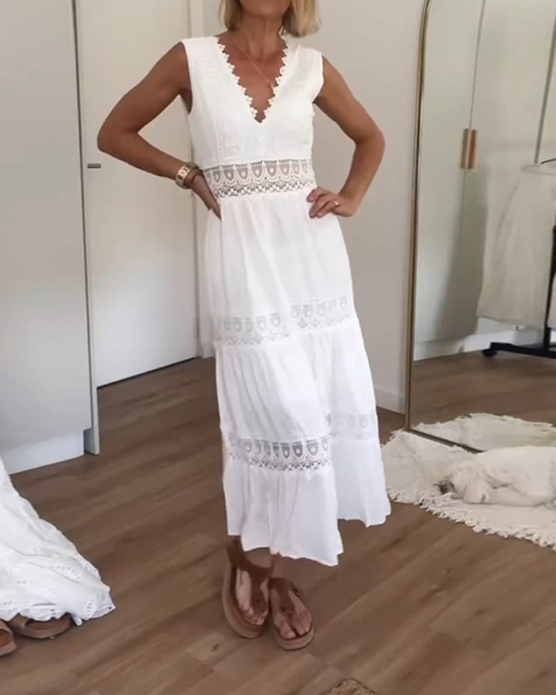 Lace Tank Dress with V-Neckline